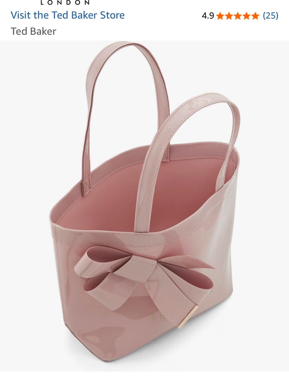 Ted Baker Blush Pink Patent Tote with Signature Bow
